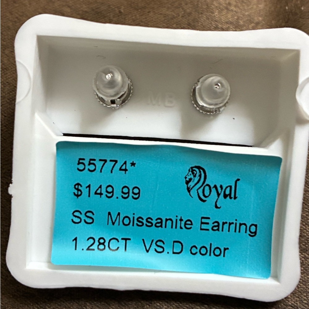 Sale! Solid Moissanite Screw Back Solid Sterling … - image 8